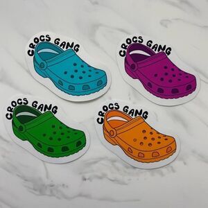 PACK of 4 Vinyl Glossy Stickers | Crocs Stickers | Blue, Purple, Green, Orange